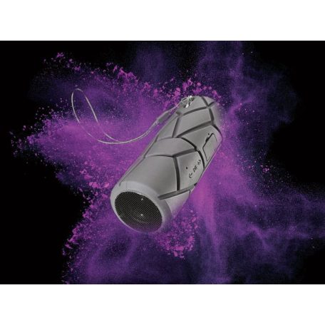 SilverCrest SBL 6 B2 hordozható, kültéri IP44 vízálló Bluetooth hangszóró gumírozott házban 3.7V 1000 mAh LI-PO akkuval, 3.5 mm Audio Jack bemenettel, 2 x 2W RMS, kék / szürke