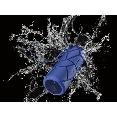 SilverCrest SBL 6 B2 hordozható, kültéri IP44 vízálló Bluetooth hangszóró gumírozott házban 3.7V 1000 mAh LI-PO akkuval, 3.5 mm Audio Jack bemenettel, 2 x 2W RMS, kék / szürke