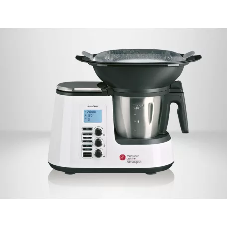 SilverCrest SKMK 1200 E5 Monsieur Cuisine Plus 10 az 1-ben 1100W 2.2L multifunkciós konyhai robotgép főzőfunkcióval, beépített mérleggel