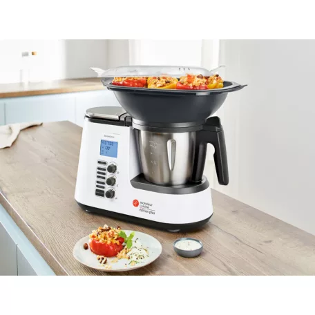 SilverCrest SKMK 1200 E5 Monsieur Cuisine Plus 10 az 1-ben 1100W 2.2L multifunkciós konyhai robotgép főzőfunkcióval, beépített mérleggel