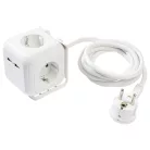 SilverCrest PowerCube 6 Socket Cube multifunkciós elosztó kocka 4 hálózati aljzattal, 2 USB porttal, 1.5 m kábellel