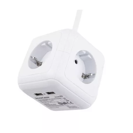SilverCrest PowerCube 6 Socket Cube multifunkciós elosztó kocka 4 hálózati aljzattal, 2 USB porttal, 1.5 m kábellel