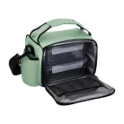SilverCrest 5L polyester hűtőtáska 4 db frissentartó, fedeles ételtároló dobozzal, vállpánttal 24 x 19 x 179 cm, fekete / zöld