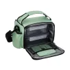   SilverCrest 5L polyester hűtőtáska 4 db frissentartó, fedeles ételtároló dobozzal, vállpánttal 24 x 19 x 179 cm, fekete / zöld