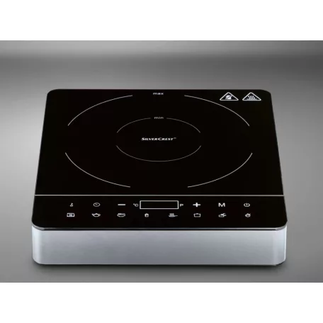 SilverCrest SIKP 2200 A1 / B2 szimpla indukciós, egylapos kerámia főzőlap, 2200W üvegkerámia indukciós főzőlap 3 automata programmal, szürke