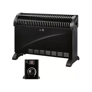   SilverCrest SKM 2000 B3 / Tronic TKM 2000 B3 Black (fekete) elektromos 2000W álló konvektor 3 fűtési fokozattal (750W / 1250W / 2000W) elektromos hősugárzó fokozatmentes termosztáttal,
