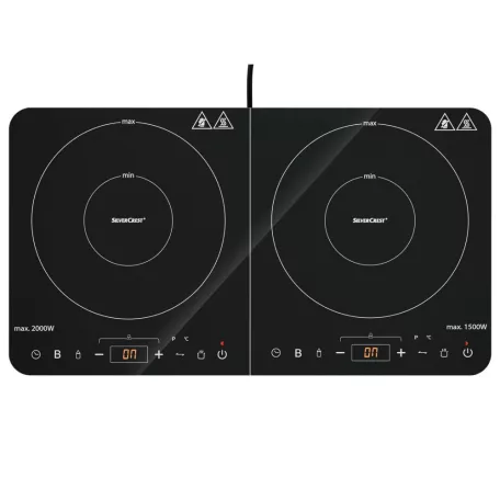 SilverCrest SDI 3500 D4 / E1 kétlapos (2 zónás) 3500W üvegkerámia dupla indukciós főzőlap 2000W + 1500W kétzónás indukciós rezsó