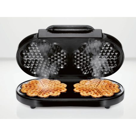 SilverCrest SDW 1200 C1 elektromos 1200W dupla gofrisütő, double waffle maker 2 x 165 mm, fekete