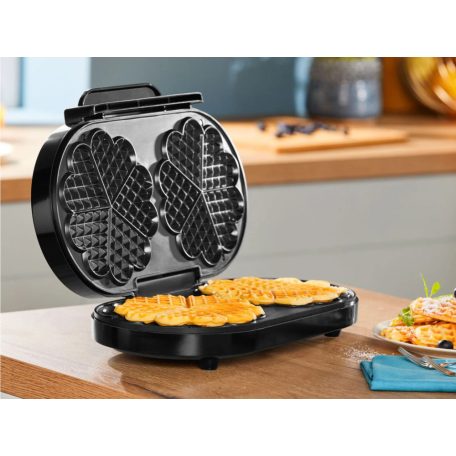 SilverCrest SDW 1200 C1 elektromos 1200W dupla gofrisütő, double waffle maker 2 x 165 mm, fekete