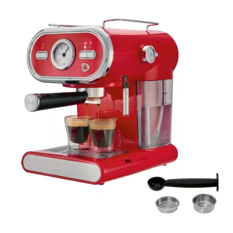 SilverCrest SEMC 1100 A1 Retro 1973 piros eszpresszó / cappuccino kávéfőző, 1100W 5 bar 1 / 2 csészés presszókávéfőző