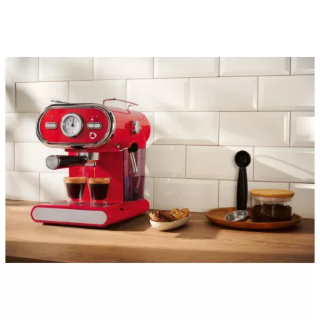 SilverCrest SEMC 1100 A1 Retro 1973 piros eszpresszó / cappuccino kávéfőző, 1100W 5 bar 1 / 2 csészés presszókávéfőző