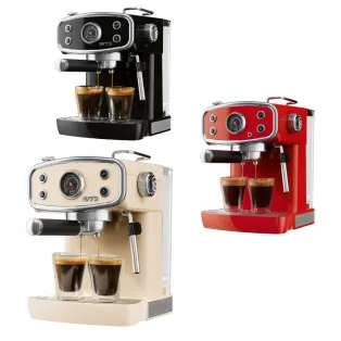   SilverCrest SEMR 1400 B1 RETRO 1973 piros / bézs / fekete eszpresszó / cappuccino kávéfőző, 1400W 20 bar 1 / 2 csészés presszókávéfőző