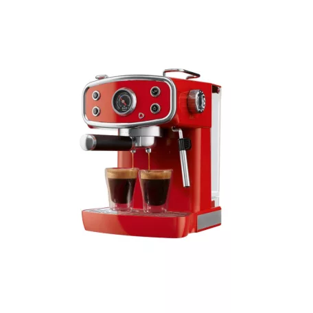 SilverCrest SEMR 1400 B1 RETRO 1973 piros / bézs / fekete eszpresszó / cappuccino kávéfőző, 1400W 20 bar 1 / 2 csészés presszókávéfőző