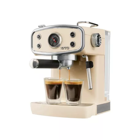 SilverCrest SEMR 1400 B1 RETRO 1973 piros / bézs / fekete eszpresszó / cappuccino kávéfőző, 1400W 20 bar 1 / 2 csészés presszókávéfőző