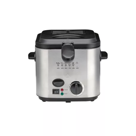 SilverCrest SFM 840 B1 inox, nemesacél 1.2 literes 840W mini olajsütő, 1-2 személyes fritőz fix, tapadásmentes üsttel