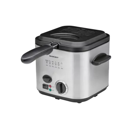 SilverCrest SFM 840 B1 inox, nemesacél 1.2 literes 840W mini olajsütő, 1-2 személyes fritőz fix, tapadásmentes üsttel