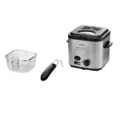 SilverCrest SFM 840 B1 inox, nemesacél 1.2 literes 840W mini olajsütő, 1-2 személyes fritőz fix, tapadásmentes üsttel