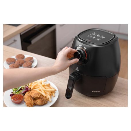 Sencor Vita Fryer SFR 3130BK Mechanikus Air Fryer 3.5L 1300W légkeveréses sütő, olajmentes olajsütő, forrólevegős sütő 