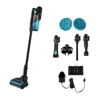   SilverCrest SHAZA 22.2 A1 AQUA álló / kézi 22.2V 2500 mAh Li-ion akkus 130W 2 az 1-ben, vezeték nélküli ciklon porszívó felmosó fejjel nedves tisztításhoz, fali tároló rendszerrel