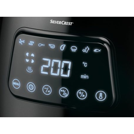 SilverCrest SHF 1400 A1 digitális Air Fryer 2.3L 1400W forrólevegős olajsütő, olaj nélküli fritőz, 8 automata programmal 
