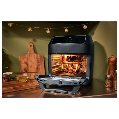 SilverCrest SHF 1800 C1 1800W 12 literes XL 9 az 1-ben Air Fryer, grillcsirke és kebab sütő, forrólevegős, légkeveréses digitális sütő, forgó grillel, sütőkosárral, 3 sütőráccsal, belső világítással