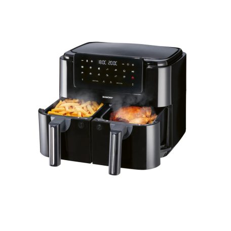 SilverCrest SHLFDD 2400 A1 XXXL dupla, kétzónás, kétkosaras Air Fryer, forrólevegős, olajmentes olajsütő, fritőz 2200W - 2600 W 8.7L