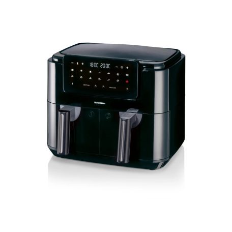 SilverCrest SHLFDD 2400 A1 XXXL dupla, kétzónás, kétkosaras Air Fryer, forrólevegős, olajmentes olajsütő, fritőz 2200W - 2600 W 8.7L