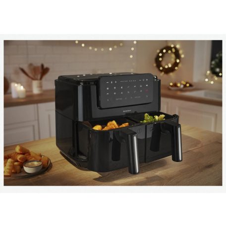 SilverCrest SHLFDD 2400 A1 XXXL dupla, kétzónás, kétkosaras Air Fryer, forrólevegős, olajmentes olajsütő, fritőz 2200W - 2600 W 8.7L