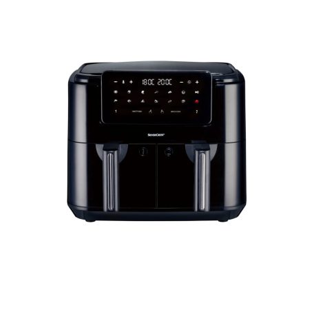 SilverCrest SHLFDD 2400 A1 XXXL dupla, kétzónás, kétkosaras Air Fryer, forrólevegős, olajmentes olajsütő, fritőz 2200W - 2600 W 8.7L