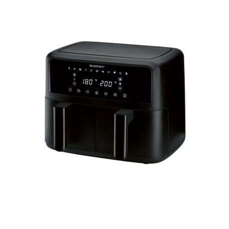 SilverCrest SHLFD 2600 B1 XXXL dupla zónás, kétzónás, kétkosaras Air Fryer, forrólevegős, olajmentes olajsütő, fritőz 2200W - 2600W 8.7L