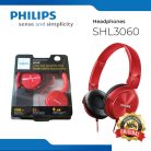 Philips SHL 3060 piros Neodymium mikrofonos fejhallgató 106 dB 10 - 22000 Hz 24 Ohm - 8 dB 1000 mW 32 mm Jack SHL3060RD (SHL3065RD/00)