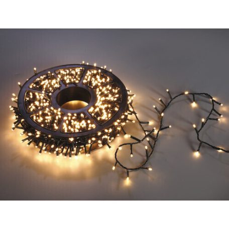 Simpex kültéri / beltéri melegfehér LED fényfüzér zöld kábellel, 1000 db melegfehér LED-el 23 méter