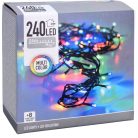 Simpex kültéri / beltéri színes LED fényfüzér zöld kábellel, 240 db RGB Multicolor színes LED-el 24 méter, 8 program (AX8-406040)
