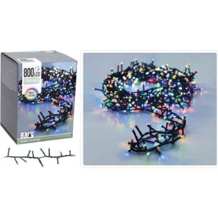   Simpex kültéri / beltéri színes LED fényfüzér zöld kábellel, 800 db RGB Multicolor színes LED-el 19 méter, 8 program (AX8-510430)