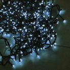 Simpex kültéri / beltéri jégfehér (hidegfehér) LED fényfüzér zöld kábellel, 400 db hidegfehér LED-el 8 méter, 8 program (AX8-510000)