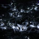 Simpex kültéri / beltéri jégfehér (hidegfehér) LED fényfüzér zöld kábellel, 400 db hidegfehér LED-el 8 méter, 8 program (AX8-510000)