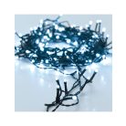 Simpex kültéri / beltéri jégfehér (hidegfehér) LED fényfüzér zöld kábellel, 800 db hidegfehér LED-el 16 méter, 8 program (AX8-510030)