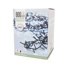 Simpex kültéri / beltéri jégfehér (hidegfehér) LED fényfüzér zöld kábellel, 800 db hidegfehér LED-el 16 méter, 8 program (AX8-510030)