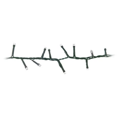 Simpex kültéri / beltéri jégfehér (hidegfehér) LED fényfüzér zöld kábellel, 800 db hidegfehér LED-el 16 méter, 8 program (AX8-510030)