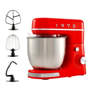   SilverCrest SKML 650 B2 Retro 1973 piros 600W 3.7L planetáris mixer, konyhai robotgép, 8 sebességfokozattal, 3.7 literes inox keverőtállal