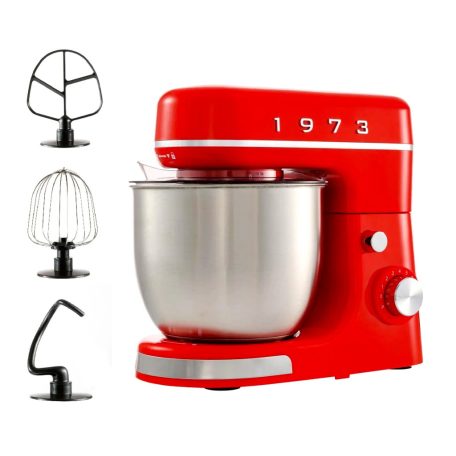 SilverCrest SKML 650 B2 Retro 1973 piros 600W 3.7L planetáris mixer, konyhai robotgép, 8 sebességfokozattal, 3.7 literes inox keverőtállal