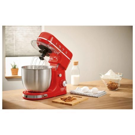 SilverCrest SKML 650 B2 Retro 1973 piros 600W 3.7L planetáris mixer, konyhai robotgép, 8 sebességfokozattal, 3.7 literes inox keverőtállal