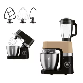   SilverCrest SKMP 1300 D3 Premium fekete / fekete - arany 1300W 6.3  literes XXL profi konyhai robotgép 10 sebességfokozattal, 1.5L turmix feltéttel