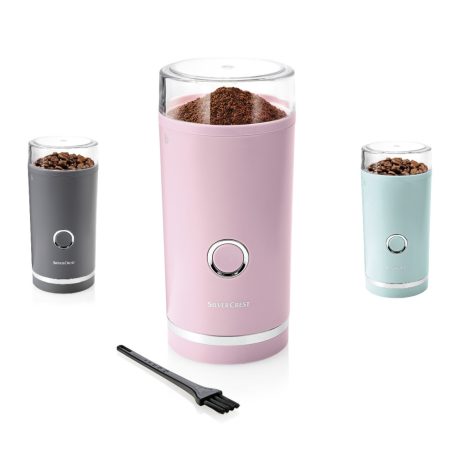 SilverCrest SKMS 180 A1 elektromos kávédaráló, Coffee Grinder, 180W 70g (8 - 9 csésze kapacitás) pink / zöld / szürke színben