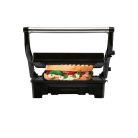 SilverCrest SKM 1000 A1 1000W elektromos grillsütő, 180°-ban nyitható mini kerámia kontaktgrill, asztali grill, 23 x 14.5 cm ILAG Ceralon kerámia bevonattal, inox - fekete kontakt grill