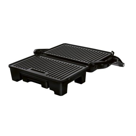 SilverCrest SKM 1000 A1 1000W elektromos grillsütő, 180°-ban nyitható mini kerámia kontaktgrill, asztali grill, 23 x 14.5 cm ILAG Ceralon kerámia bevonattal, inox - fekete kontakt grill