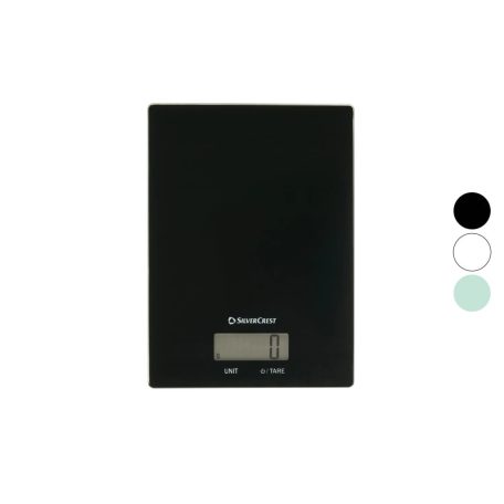 SilverCrest SKW 5 C1 / SKWG 5 A1 Digital Kitchen Scale 200 x 145 mm üveglapos / inox (nemesacél) grammra pontos digitális konyhai mérleg 5 kg méréshatárral, TARA funkcióval (több színben)