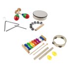 StreetLife Music 8 az 1-ben, 14 részes gyermek hangszerkészlet: xilofon, csörgő, csörgőkarika, dobrúd, csörgő tojás, rumbatök, dob, triangulum