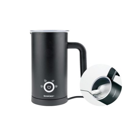 SilverCrest SMAS 500 C3 fekete elektromos tejhabosító 500W tejforraló 5-féle tejhab üzemmóddal (300 ml melegítés, 150 ml habosítás) 