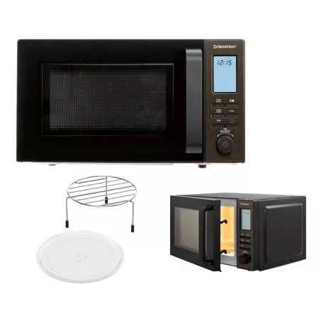 SilverCrest SMW 800 F2 Fekete 20L 800W / 1200W digitális grilles mikrohullámú sütő, forgótányéros mikró, mikrósütő grill funkcióval